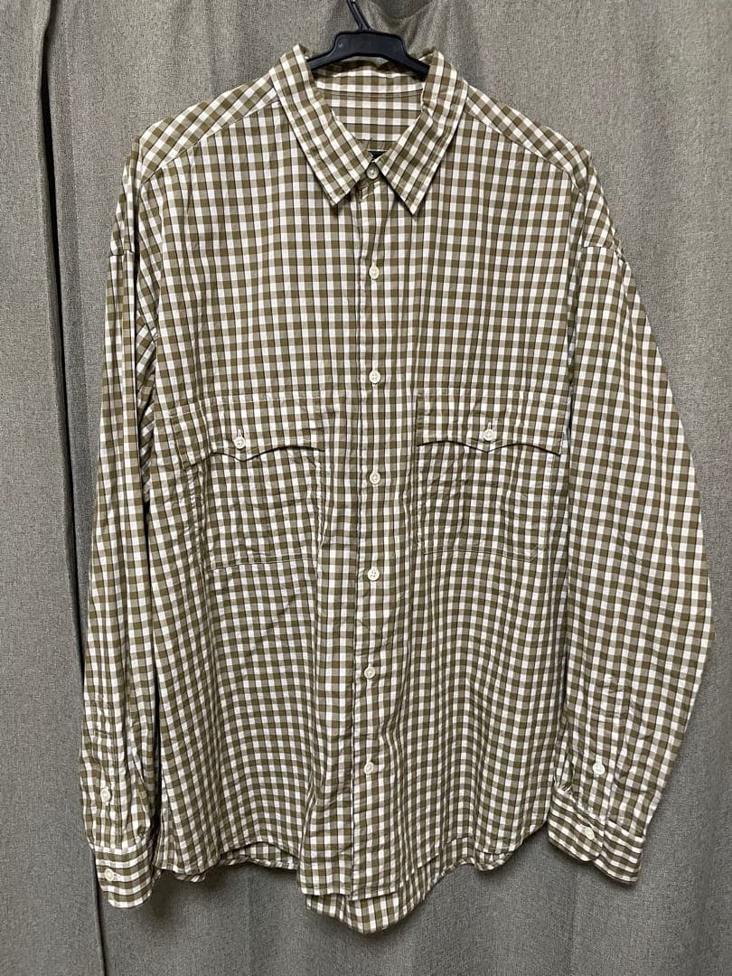 9/23までポータークラシック　ギンガムロールアップシャツ　ゴールド