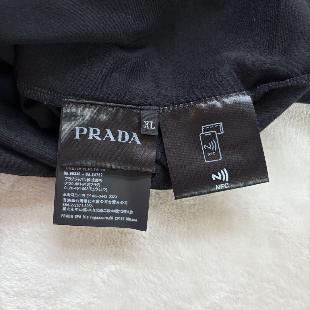 24ss 美品・XLサイズ　PRADA 三角ロゴプレート　半袖Tシャツ　ブラック