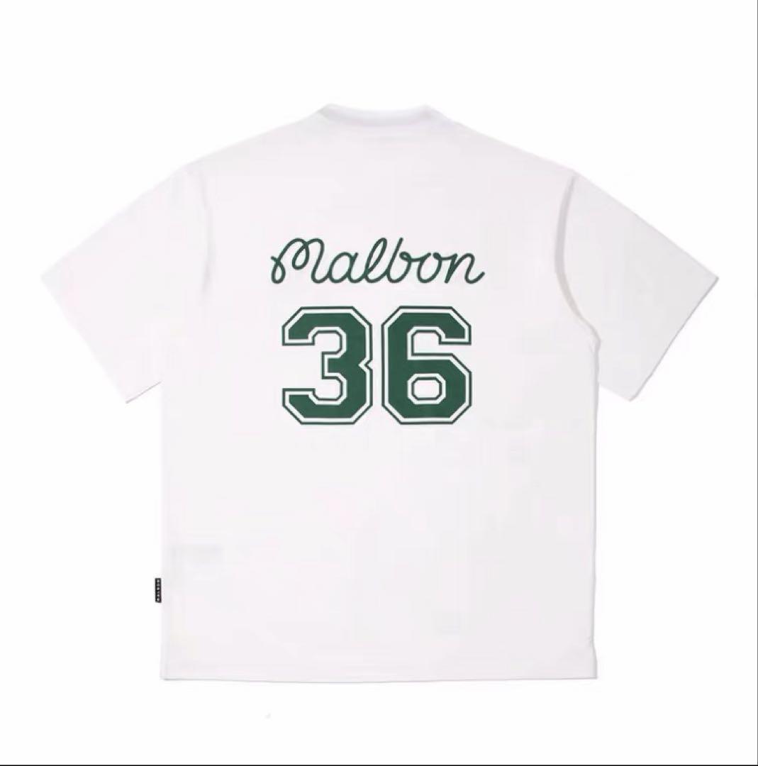L マルボンゴルフ MALBON GOLF 　シャツ　モックネック　白　即日