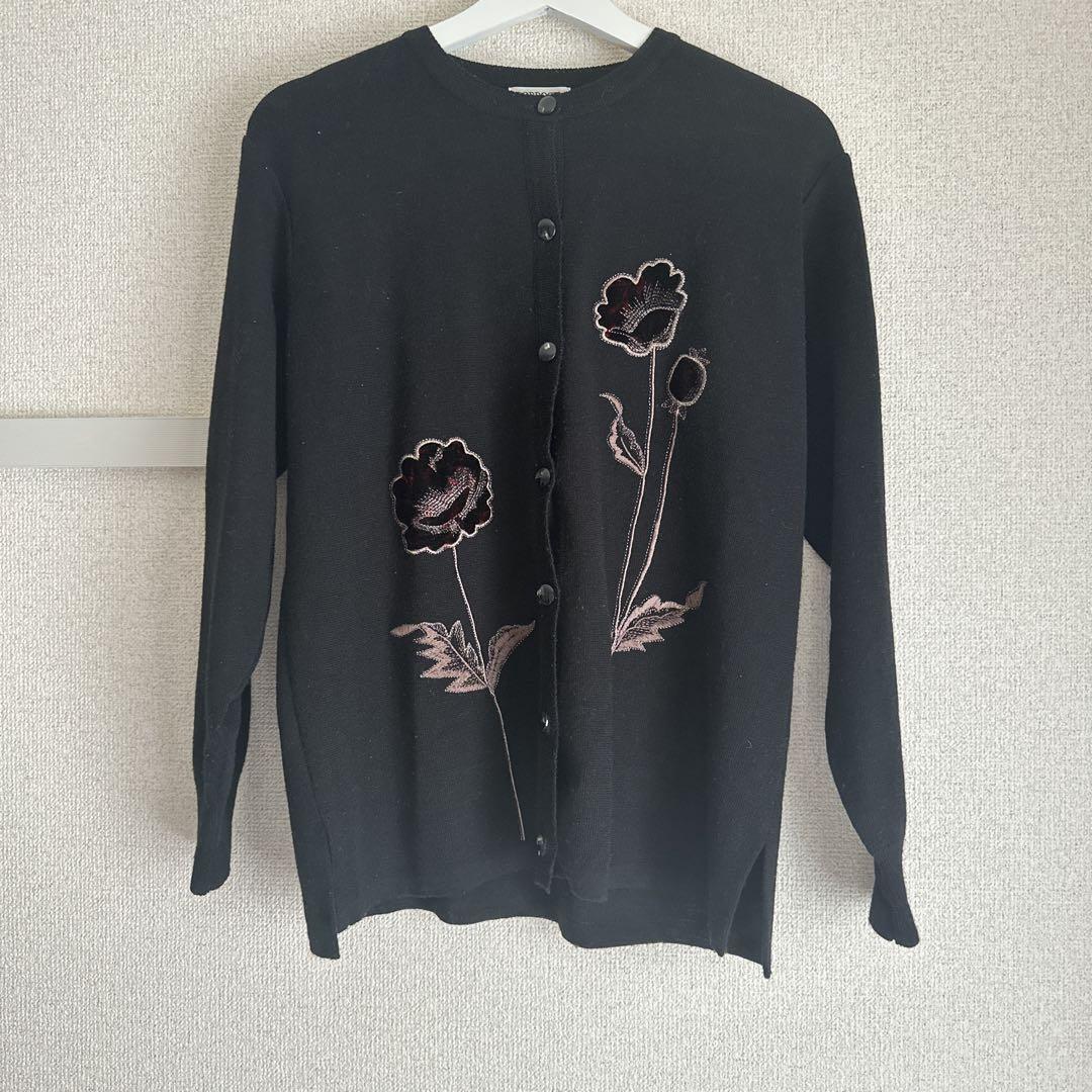 【美品】Y's 黒 花柄刺繍 長袖カーディガン 超美品】アトリエサガン 花柄刺繍 長袖カーディガン 黒 - メルカリ