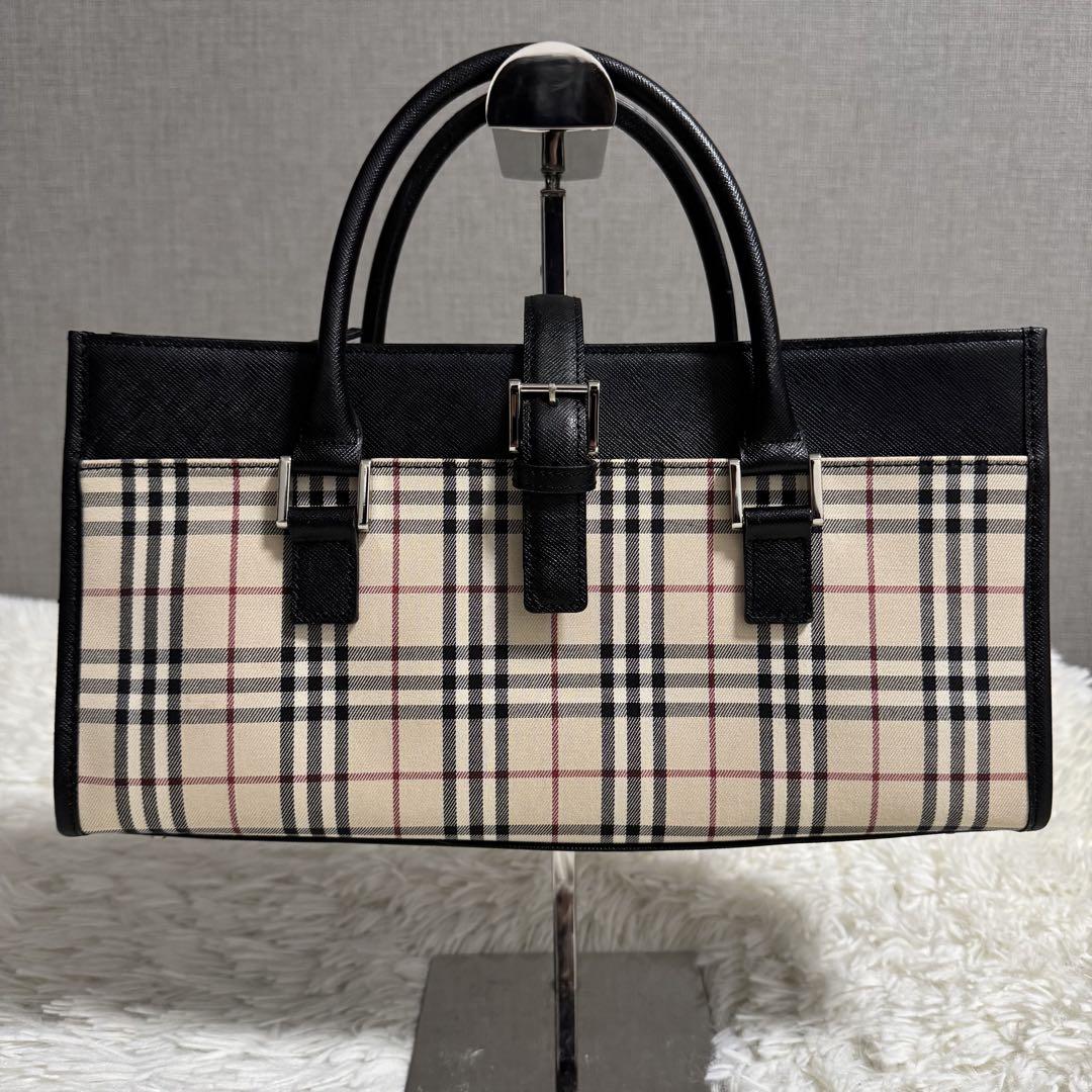 BARBERRY バーバリーロンドン ハンドバッグ ノバチェック レザー BURBERRY - 美品 バーバリー BURBERRY ノバチェック ボストン