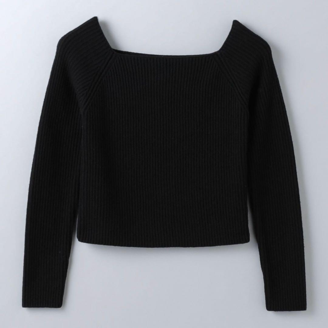 新品未使用　完売　OTO.HA オフショルリブニット　ブラック rienda | オフショルカラーワイドRIB Knit TOP (ニット ) |SHEL