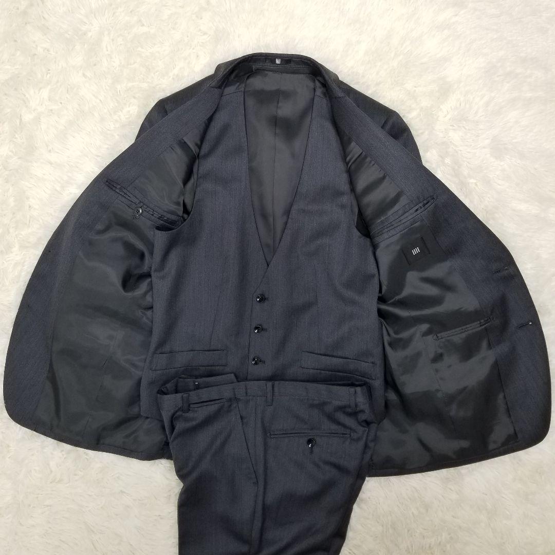 SALE正規品 極美品 シルク混 Y6 グレー E9eKk-m74418981381 スーツセレクト セットアップ 3ピース 日本製新品