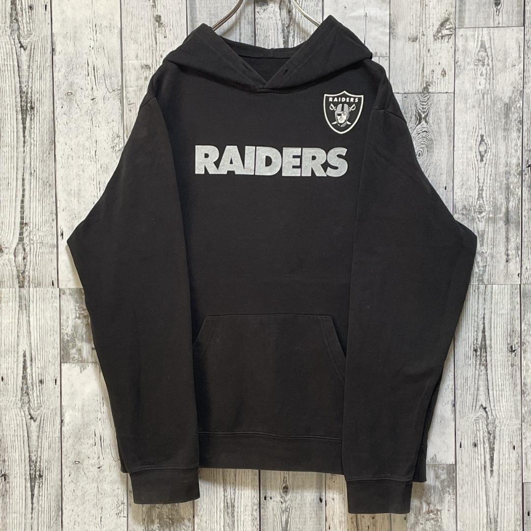 NFL レイダース ビッグロゴ 黒 XL相当 90s プルオーバー パーカー