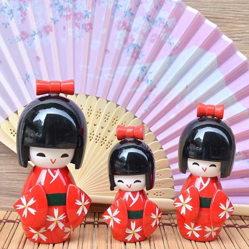 日本人形 3体セット 赤い着物