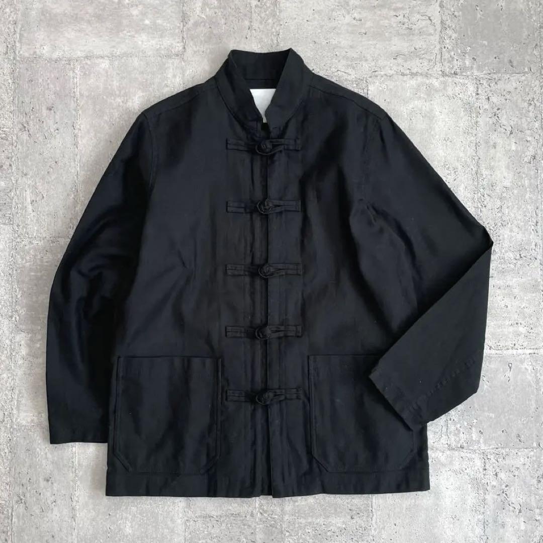古着 日本製 カンフージャケット ブラック M コットンツイル