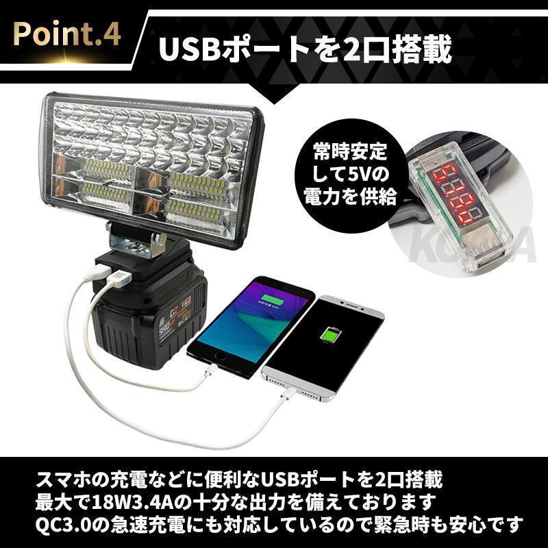 マキタ用ワークライト　180W型 180W LEDワークライト 作業灯 11800lm USBポート付 マキタy1