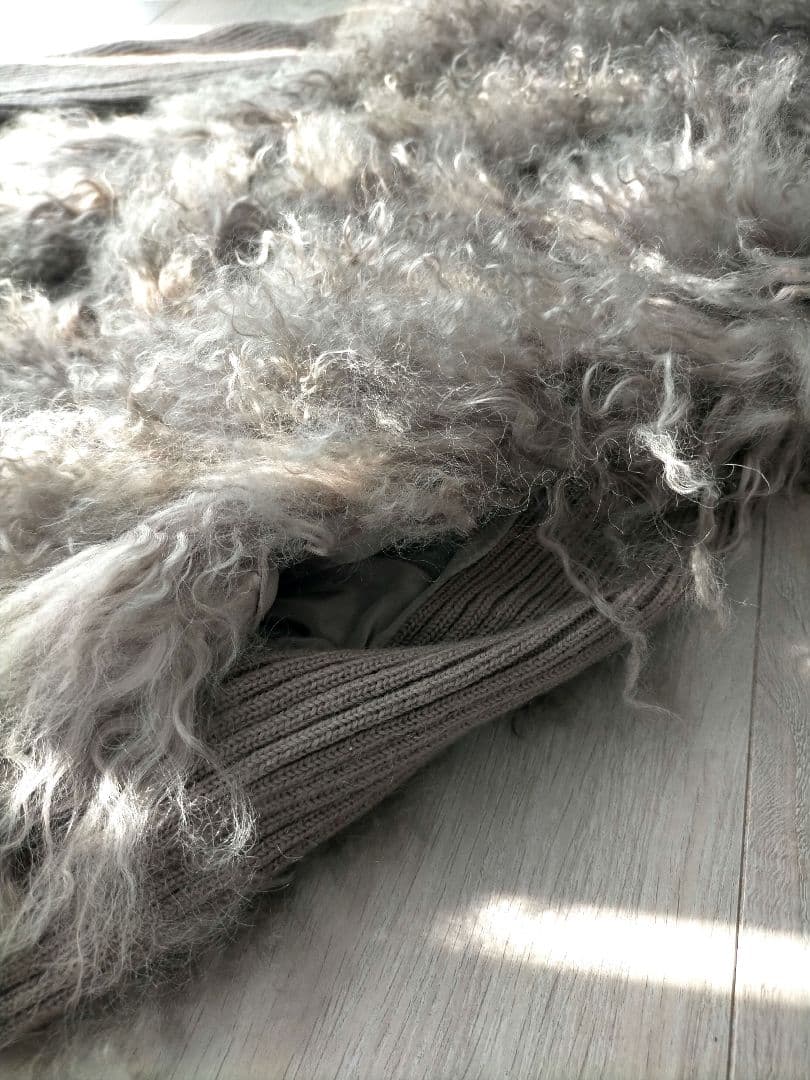 MOGA リブ切り替え リアルファー ジャケット ベージュ MOGA リブ切り替え リアルファー ジャケット ベージュ