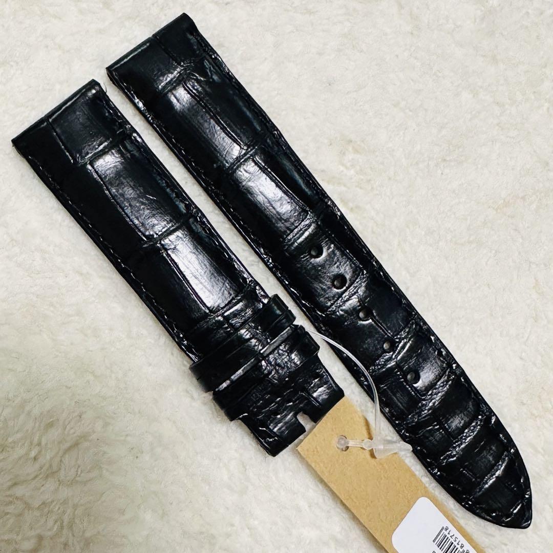 4373#20mm-18mmブラック★本物クロコダイル腕時計用ベルト
