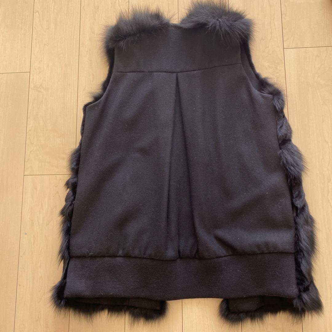 美品✨REKSAMI ジレ ベスト フォックスファー ネイビー サイズ1