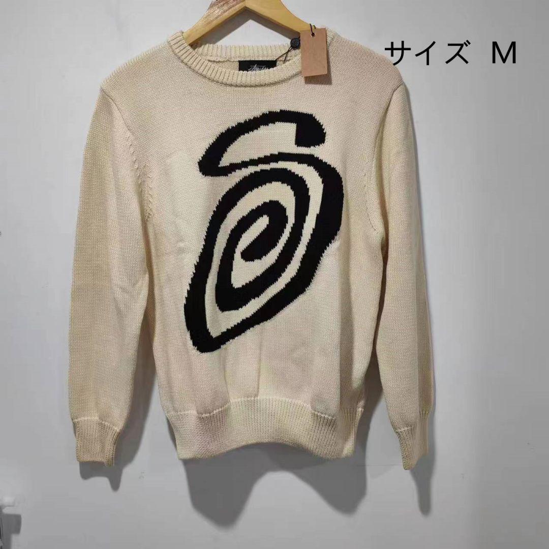 STUSSY Curly Logo ニットセーター ユニセックス M米色
