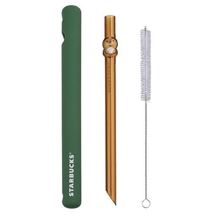 台湾 スターバックス ストロー ブラシつき 海外 スタバ ガラス トラ 新品