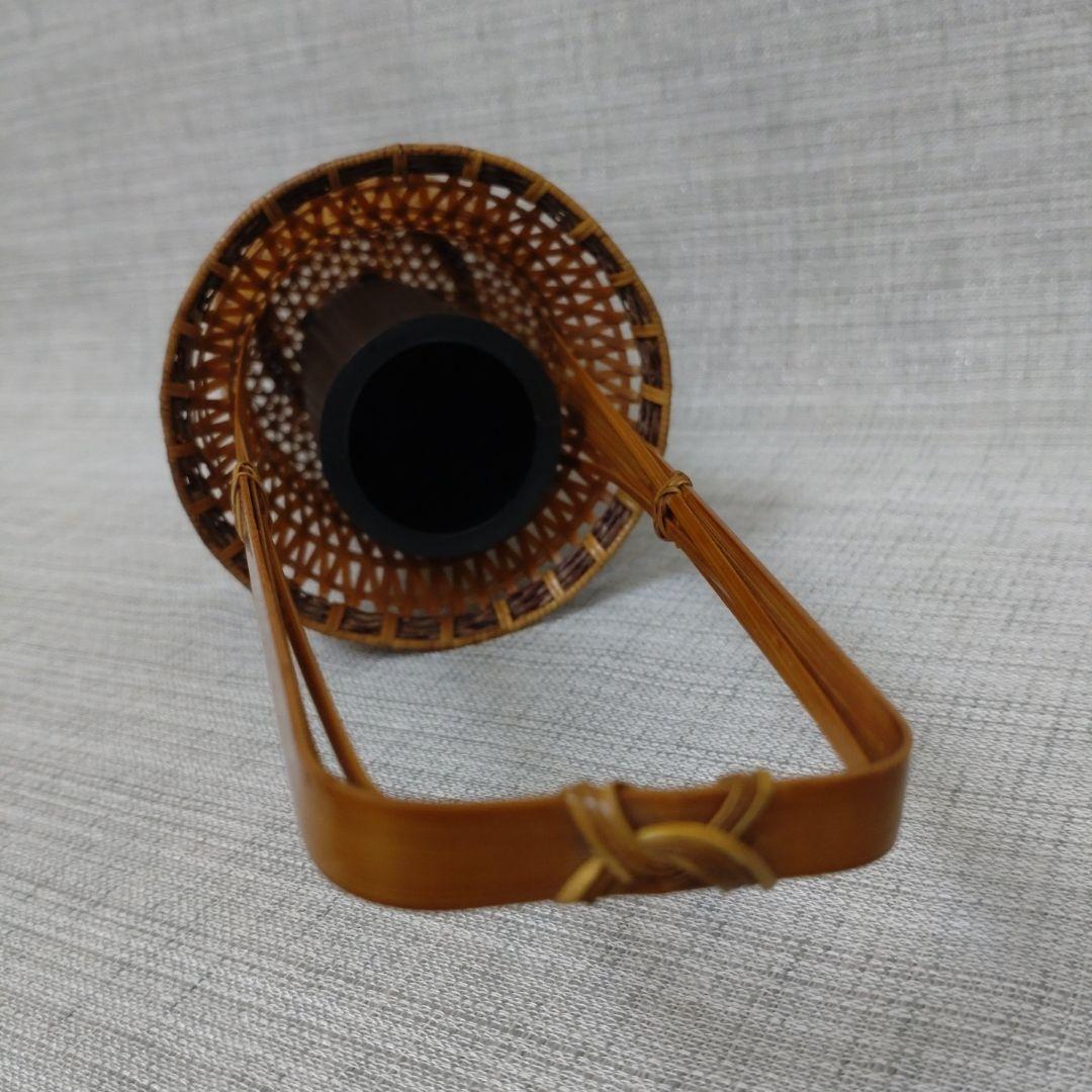 花入れ　竹籠花入れ　茶道具　花器　竹細工