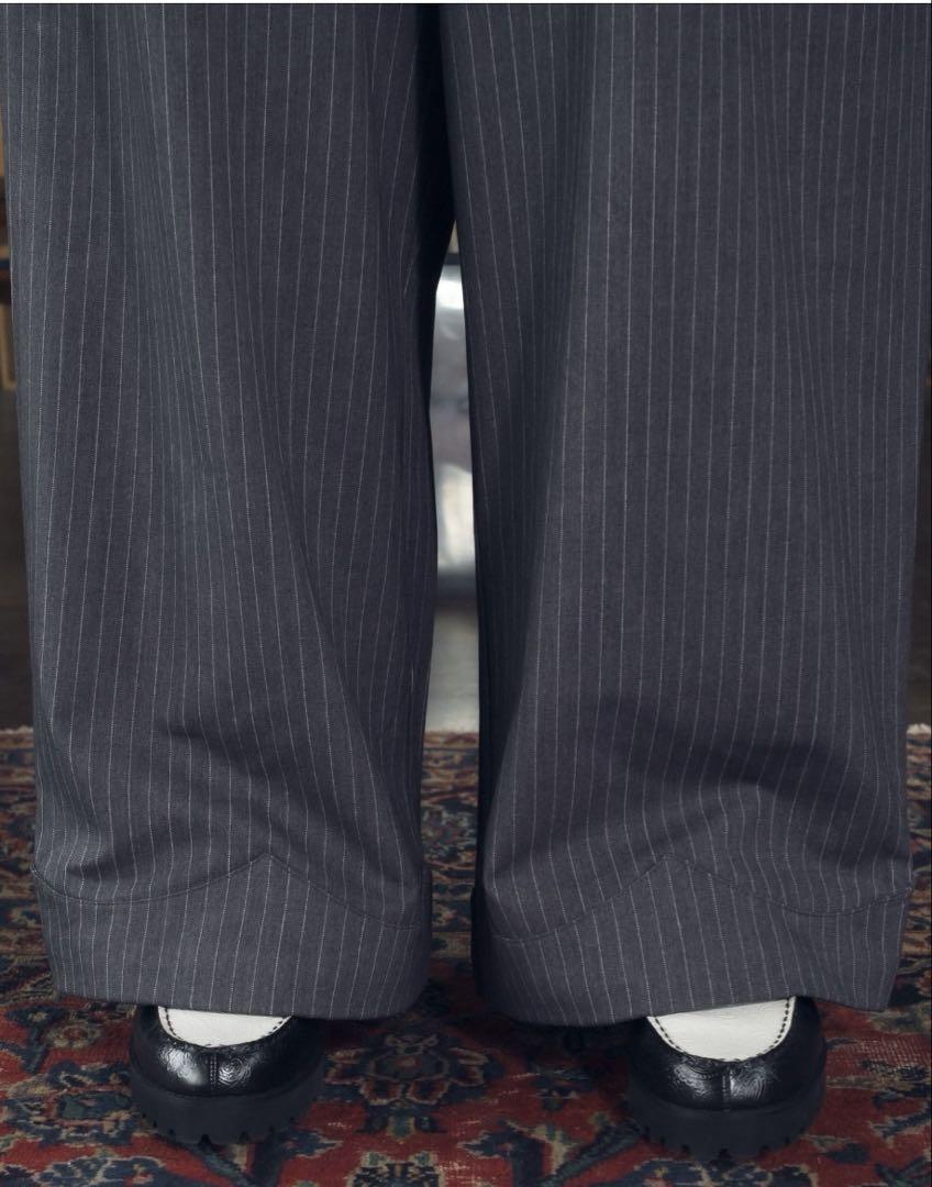 新品未開封 ballsy brothers ストライプ スラックス グレー/M