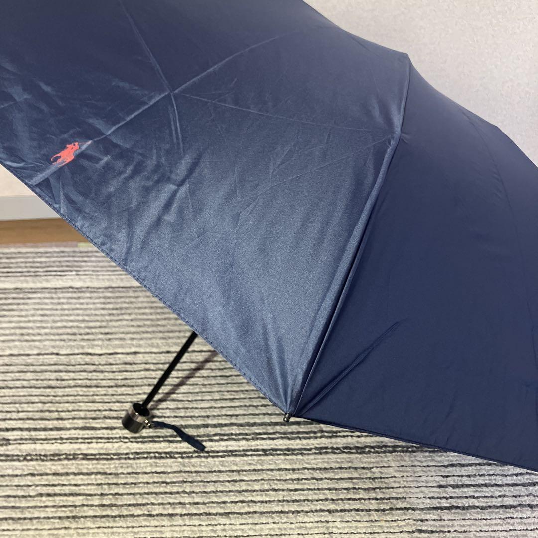 送料無料 日本 ロゴ 未使用品】ポロラルフローレン 軽量 ネイビー 折り畳み傘 小物