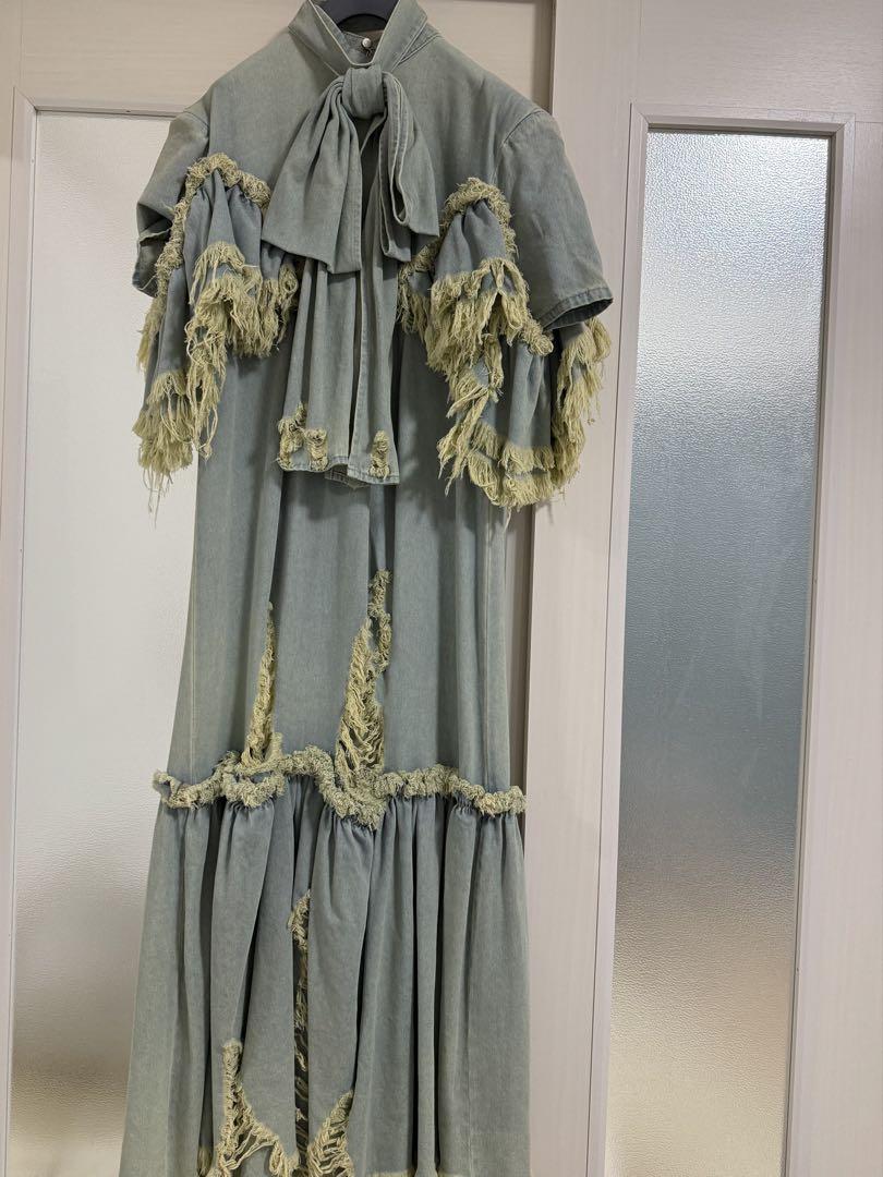 ぴょんneith. Huge Ribbon Crushed Denim