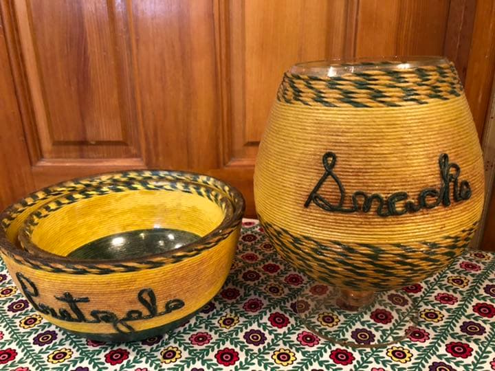 ビンテージ1950年代ラフィアロープボウルセット