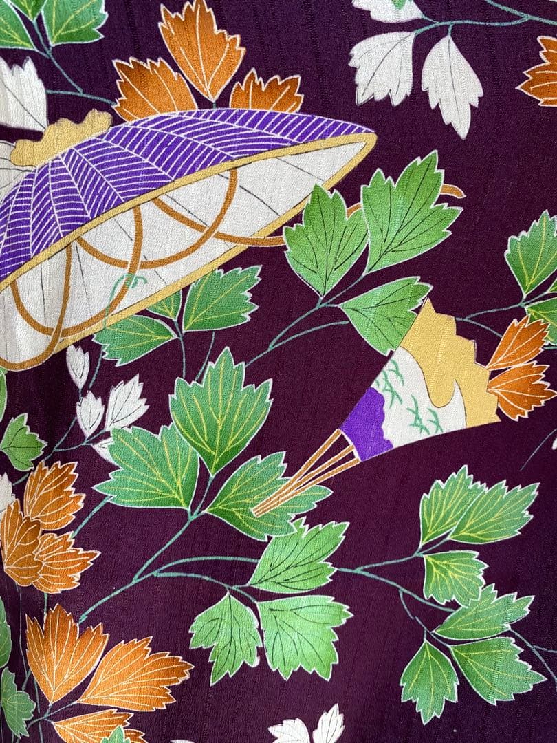 【いアンティーク着物 錦紗縮緬 正絹 小紋】