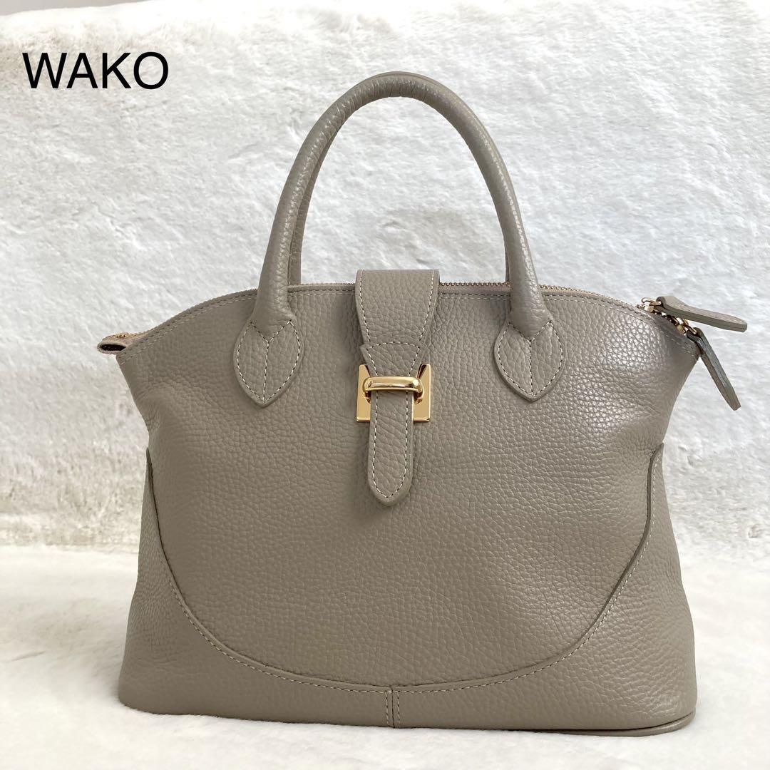 再入荷！】 【極美品】WAKO 銀座和光 シボ革 ベージュ ベージュ ロゴ ...