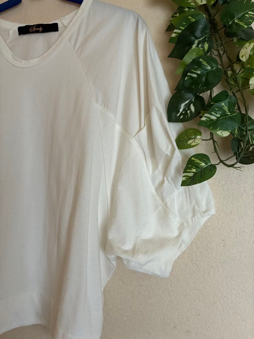 SALE‼️Squady ホワイト ラグランスリーブ Tシャツ異素材➕