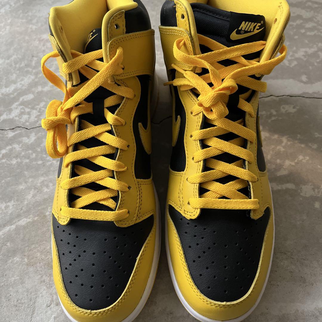NIKE W DUNK HIGH BLACK/VARSITY MAIZE-WHITE（ナイキ