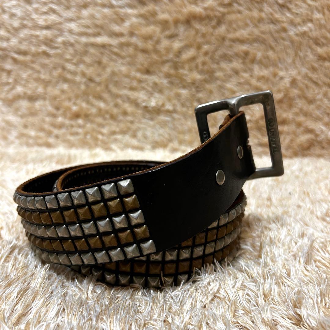 HTC スタッズ 5連 ピラミッド ベルト レザー ブラック34