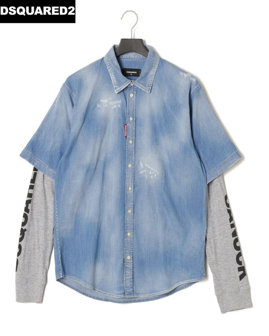 DSQUARED2　ディースクエア　レイヤード風 デニムシャツ （48)