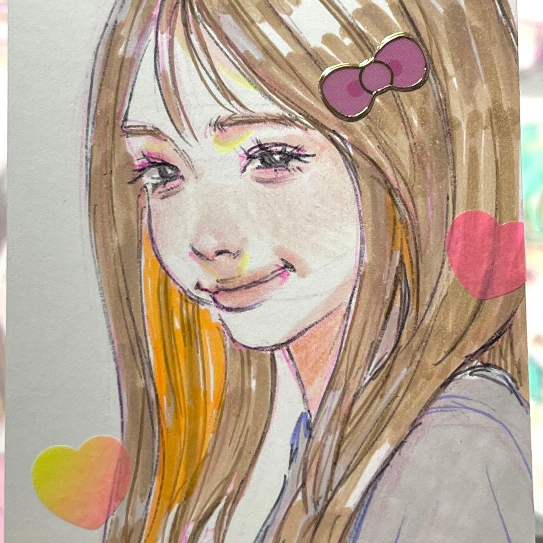手描き イラスト ドローイング 女の子 オリジナル 絵 名刺 - メルカリ