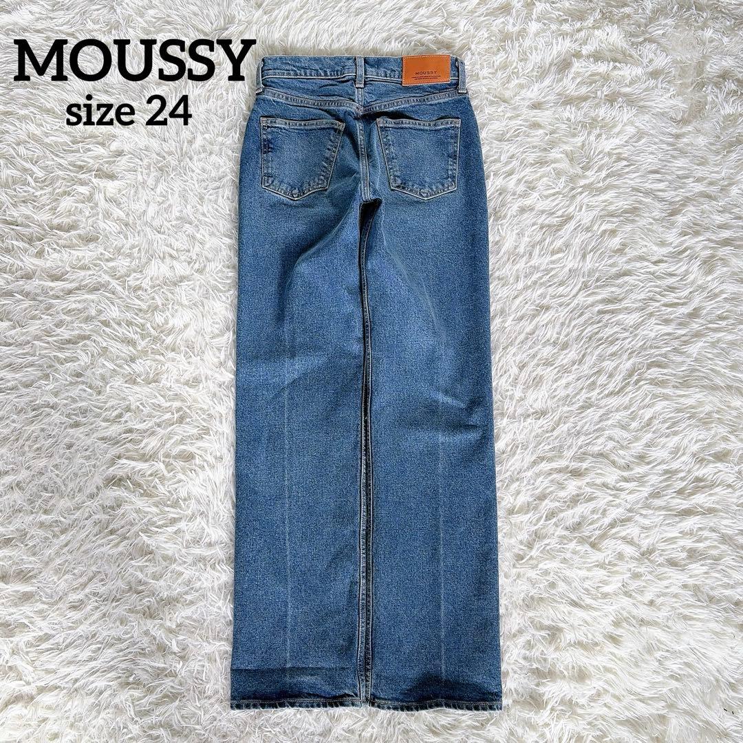 マウジー MVS CENTER PRESS ストレートデニム ブルー24インチM moussy