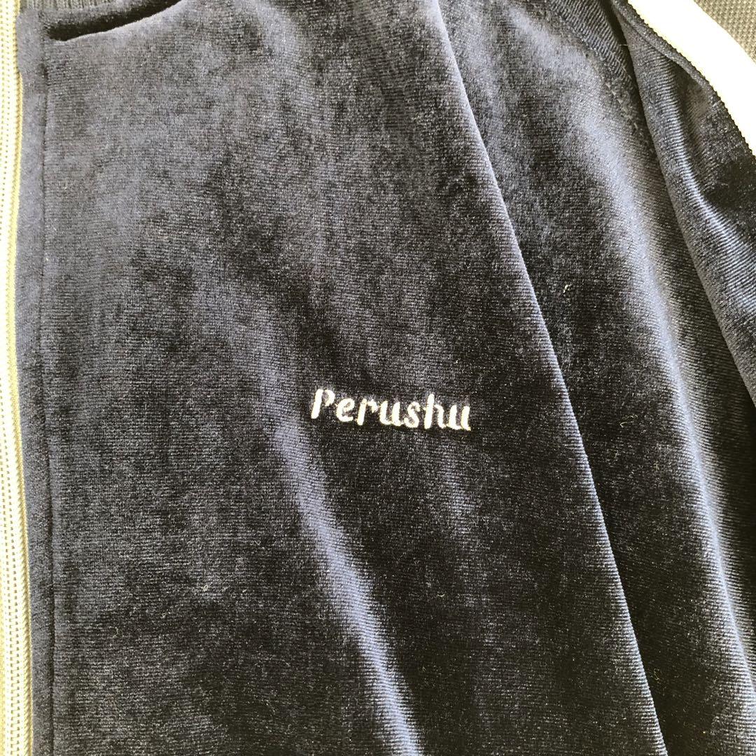 Perushuペルーシュオーバーサイズベロアトラックジャケットジャージネイビー