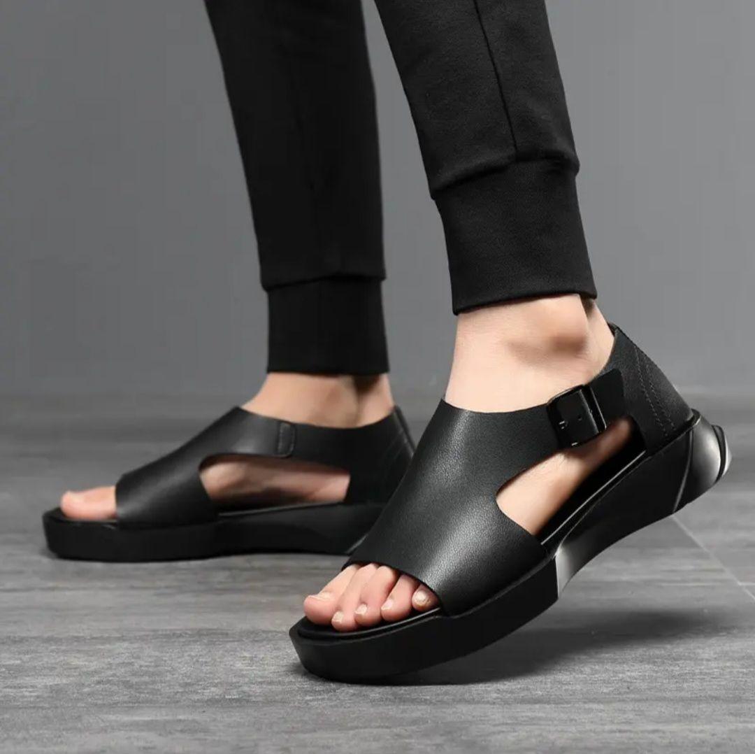 4cmUP- leather belt sandals 40サイズ 厚底