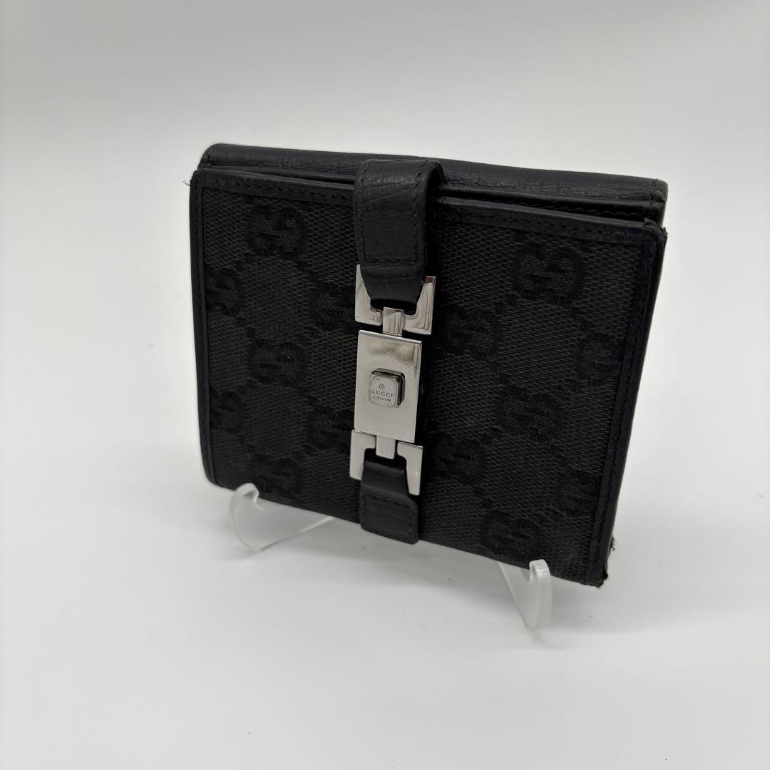 大人気新品  ジャッキー GG柄 二つ折り グッチ GUCCI レザー 財布 金具 小物