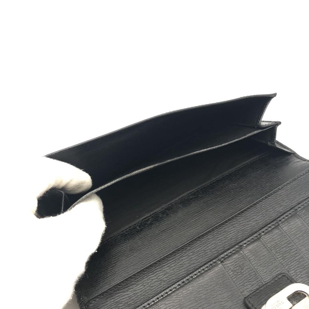 美品　グッチ財布　グッチ長財布　グッチレザー　グッチメタルプレート　レザー
