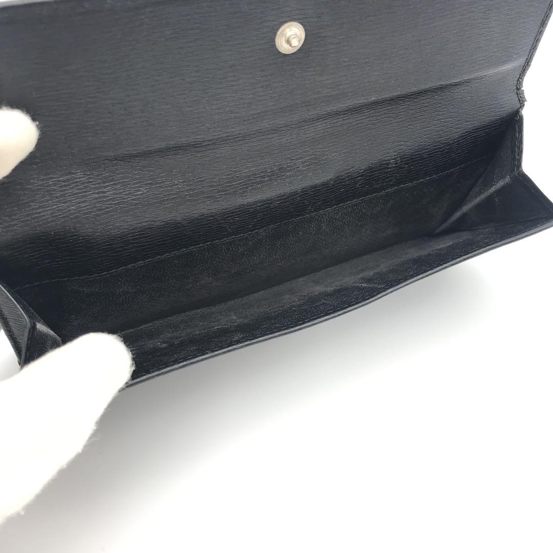 美品　グッチ財布　グッチ長財布　グッチレザー　グッチメタルプレート　レザー