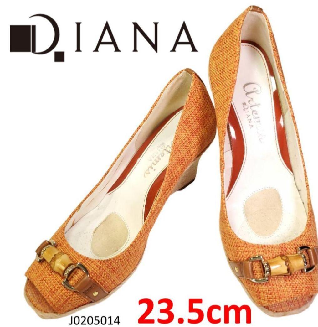 【美品】DIANAダイアナ パンプス オープントゥ ウェッジソール 23.5 ダイアナDIANA パンプス23.5cm ウェッジソール オープントゥ