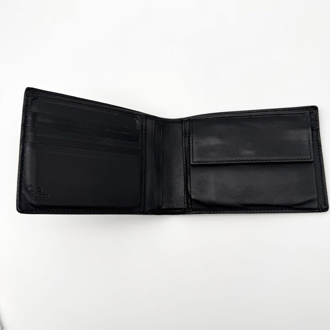 美品 GUCCI グッチ シマ 二つ折り財布 GG ブラック レザー