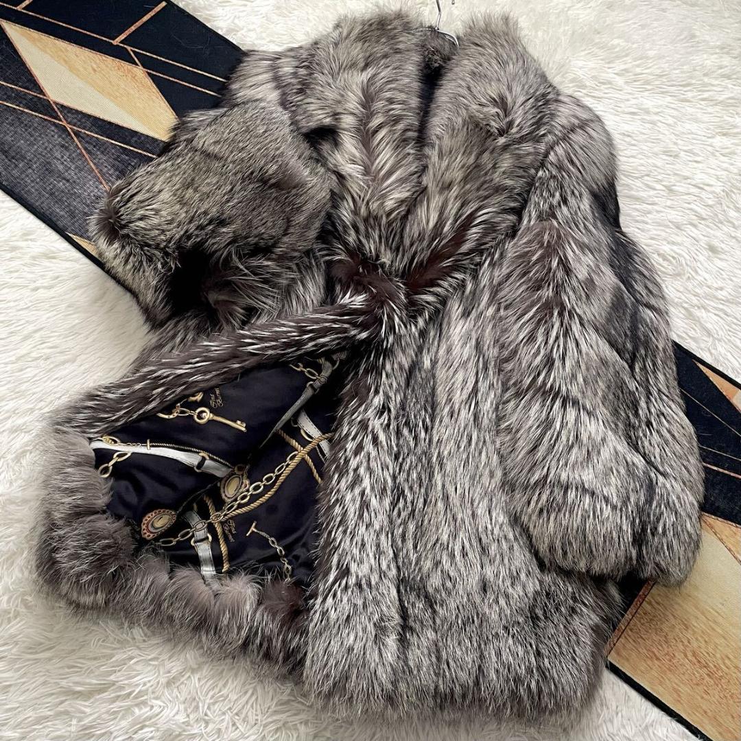 肉厚 総丈96 ロイヤル サガフォックス シルバー ファーコート XL 毛皮XL(LL)・SAGA FURS