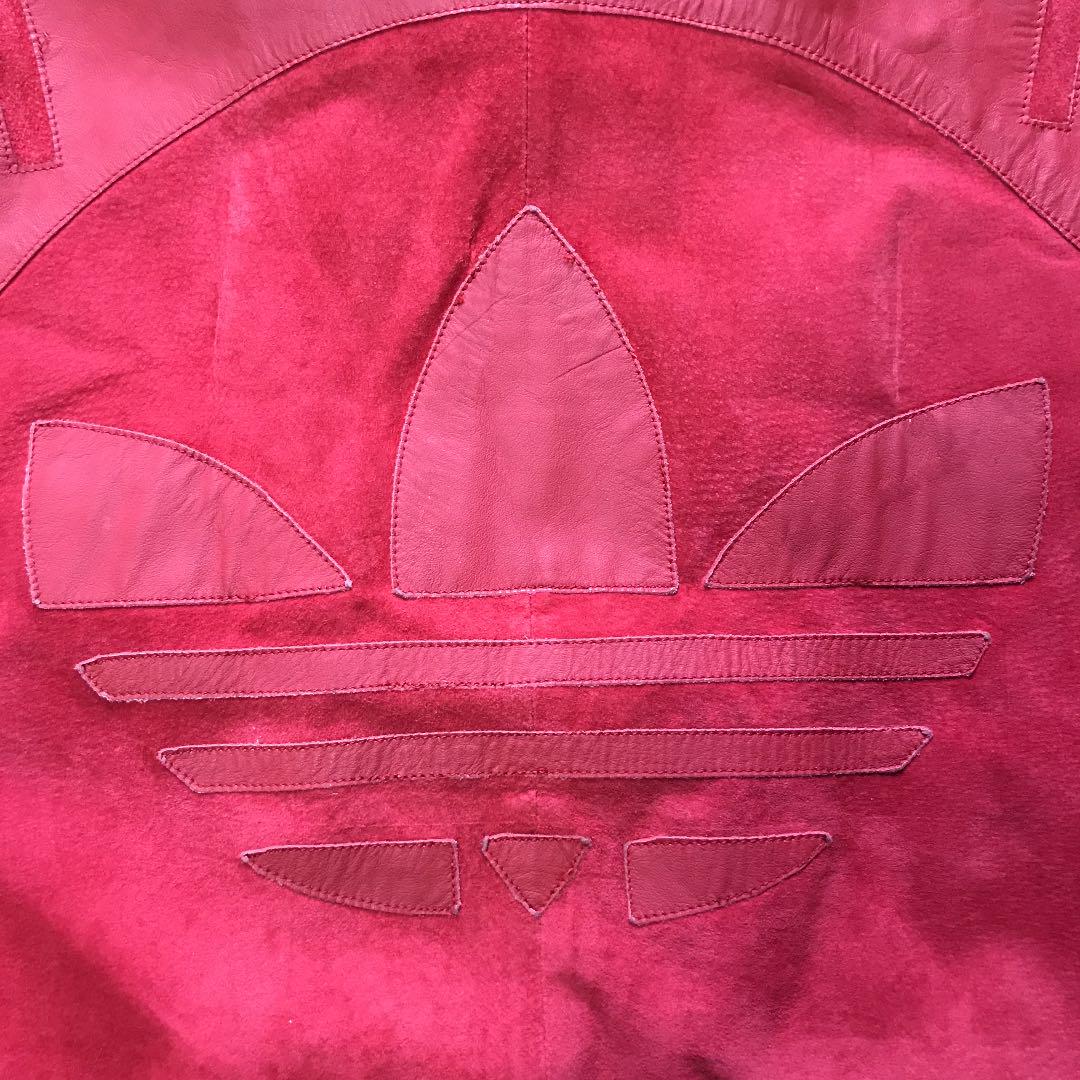 adidas レザー切替スタジャン L ワッペン 80’s 赤 極美品 L Adidas Yankees スエードレザージャケット ヤンキース