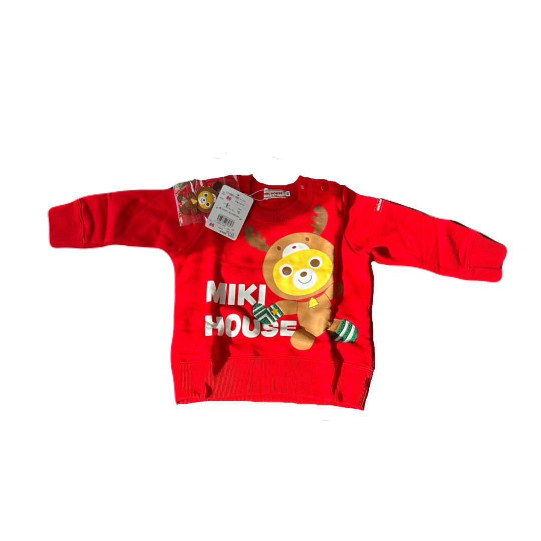 【新品タグ付き】MIKI HOUSE 赤 トレーナー 80サイズ チャーム付き