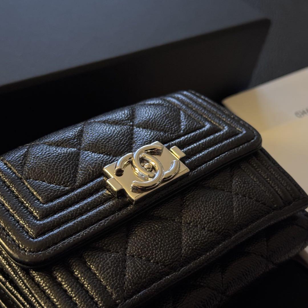 国内正規：付属品完備 CHANEL ボーイシャネル キャビアスキン 三