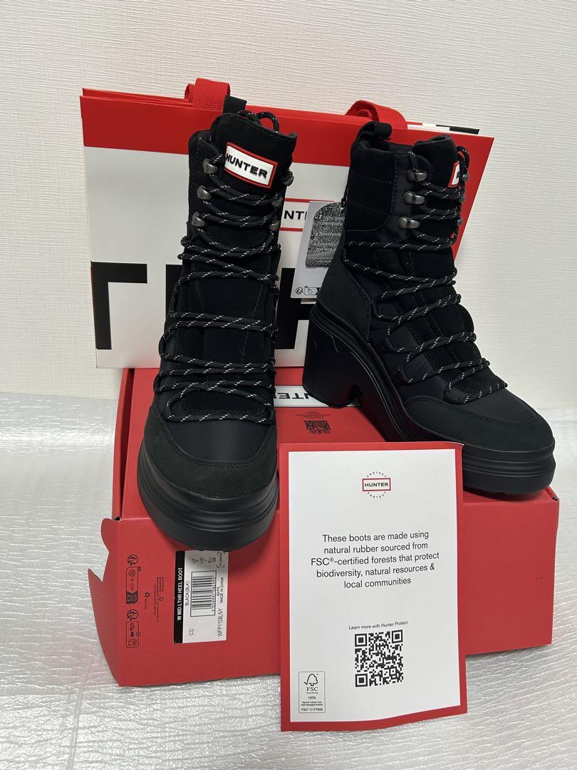 HUNTER WFP1108LNY ミッド レースアップ レザー ヒール ブーツ