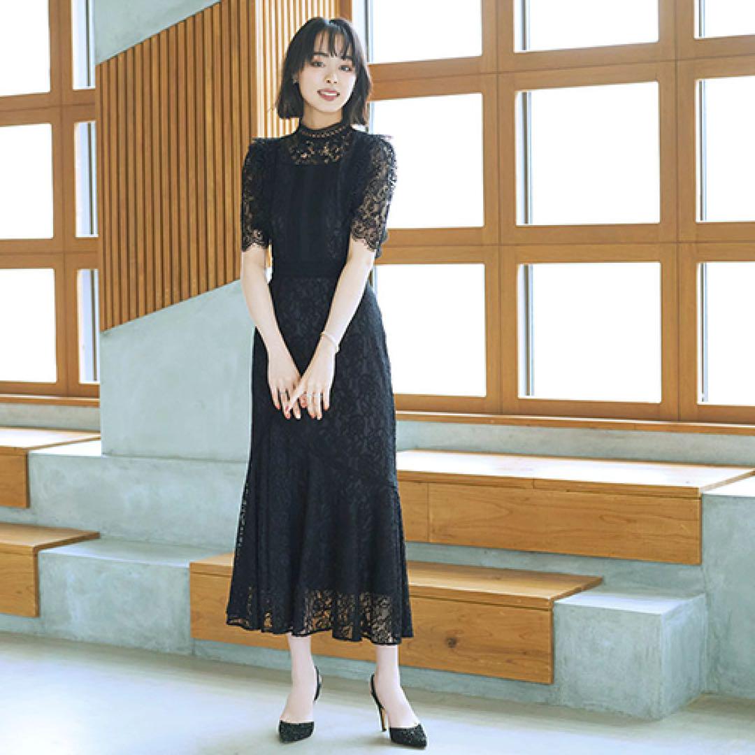 RUIRUE BOUTIQUE バックリボンフレアーレースワンピース
