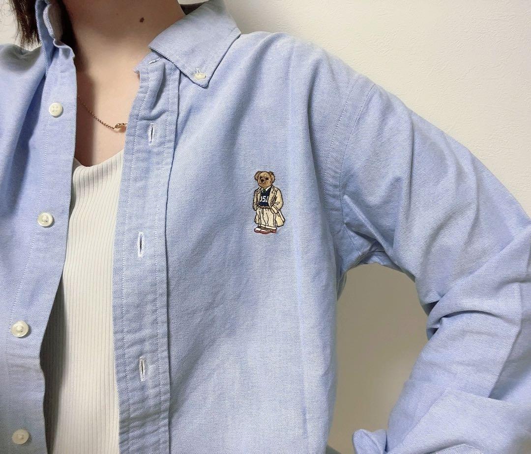 ポロベア刺繍コットン長袖シャツ
