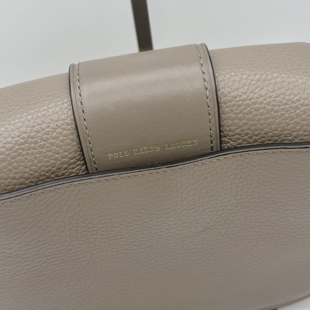 極美品◎ ポロラルフローレン レノックス ショルダーバッグ レザー グレージュ