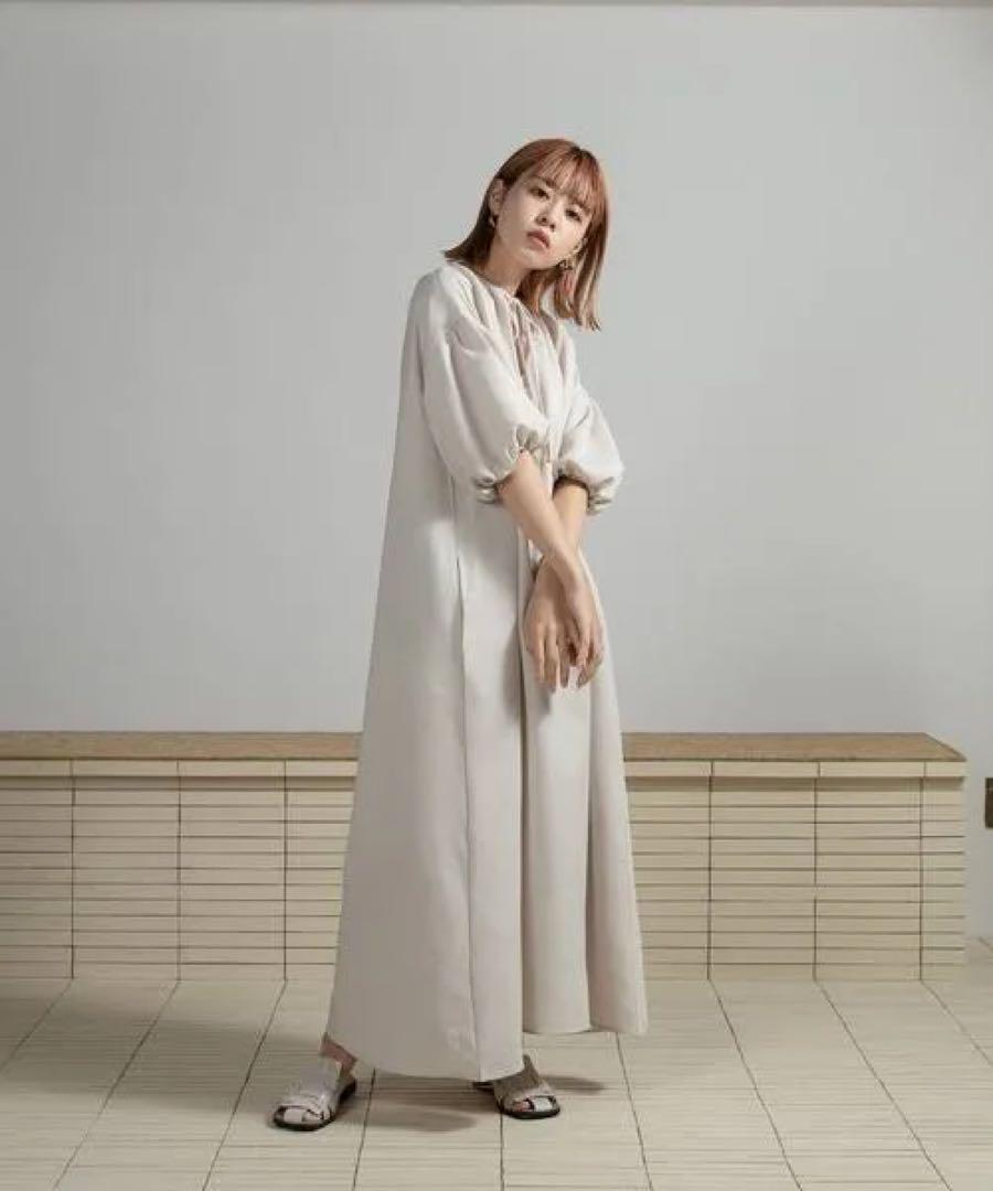 極美品】Amiur エミレ バルーンリボンギャザー ロングワンピース