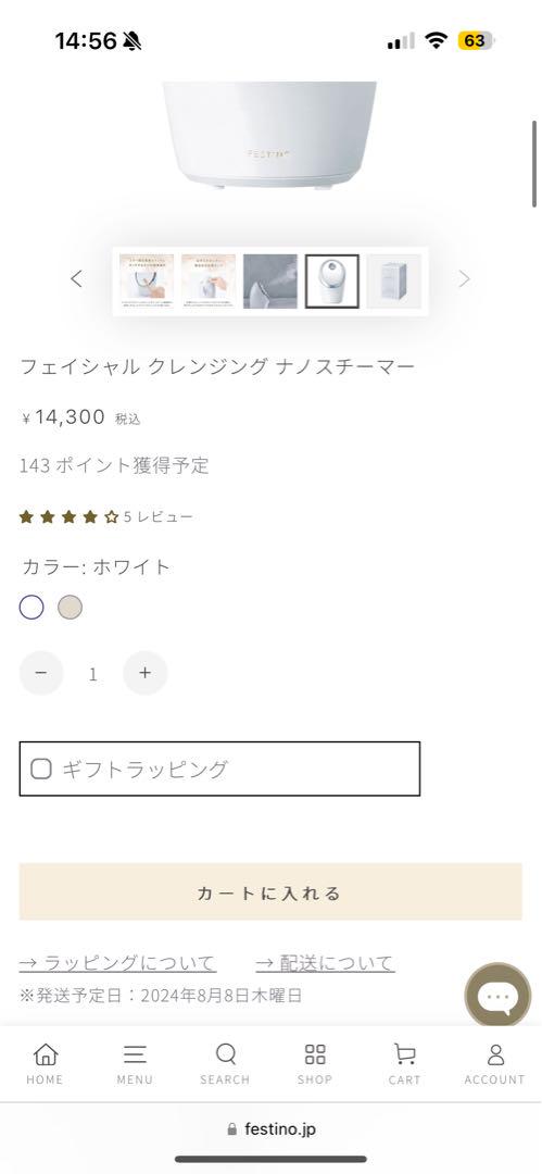 【 新品・未使用 】 festino フェイシャルクレンジングナノスチーマー