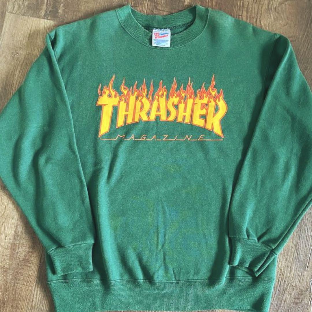 当時物 90s スラッシャー thrasher ヘインズ フレイムロゴ USA