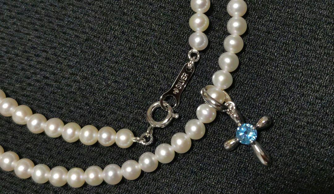 TASAKI ベビーパールネックレス クロスチャーム シルバー
