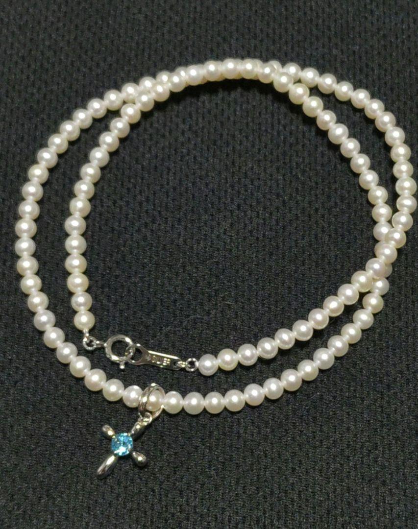 TASAKI ベビーパールネックレス クロスチャーム シルバー