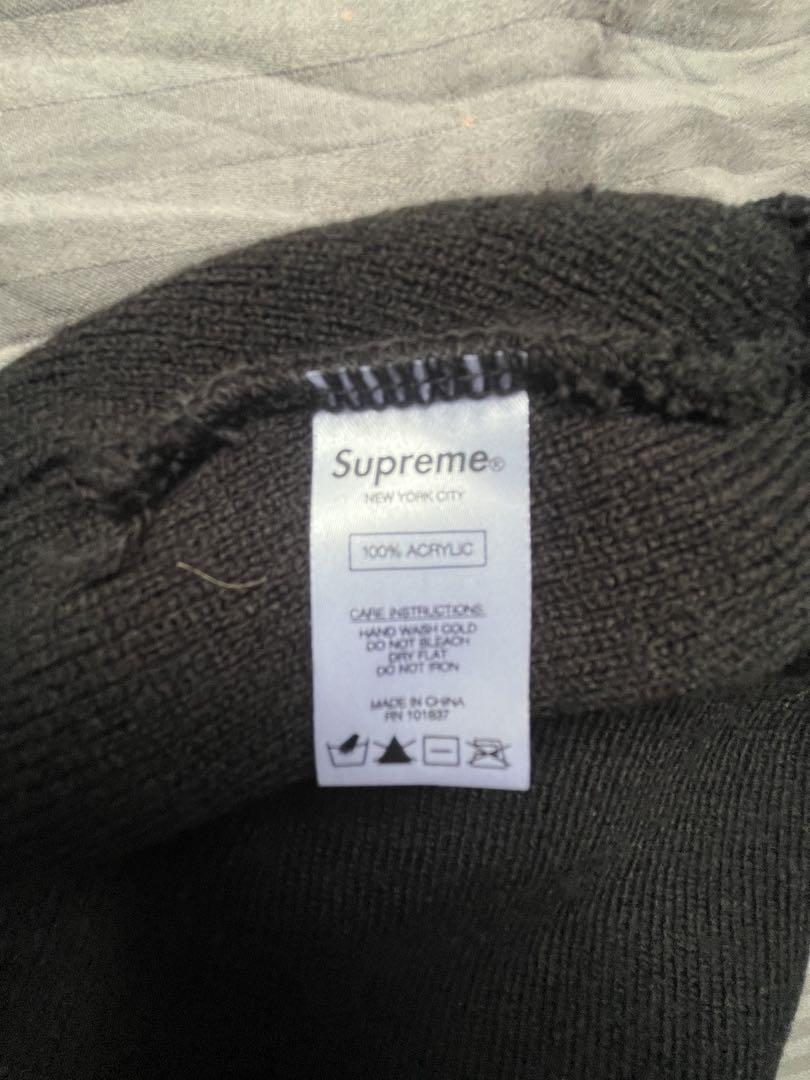 Supreme ブラック ニット帽　ラインストーン　ビーニー